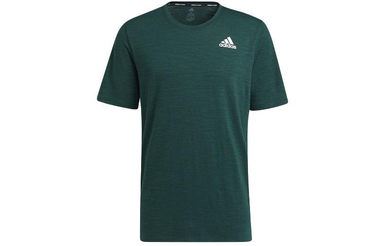 Adidas T Shirts Men s Dark Green Crew Neck Moderate Straight Fit H08782 XS