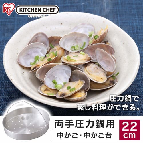 Iris Ohyama Pressure Cooker Steamer Dish, 22cm, IH Compatible, Triple-Layer Bottom, Switchable, Includes Recipes (AN-SD22)