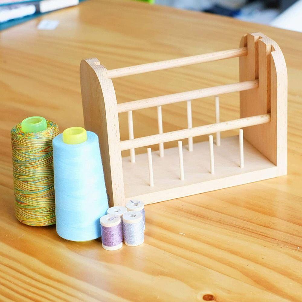 

Rotating Weaving Thread Spool Holder Wooden Sewing Thread Storage Rack Crochet Supplies