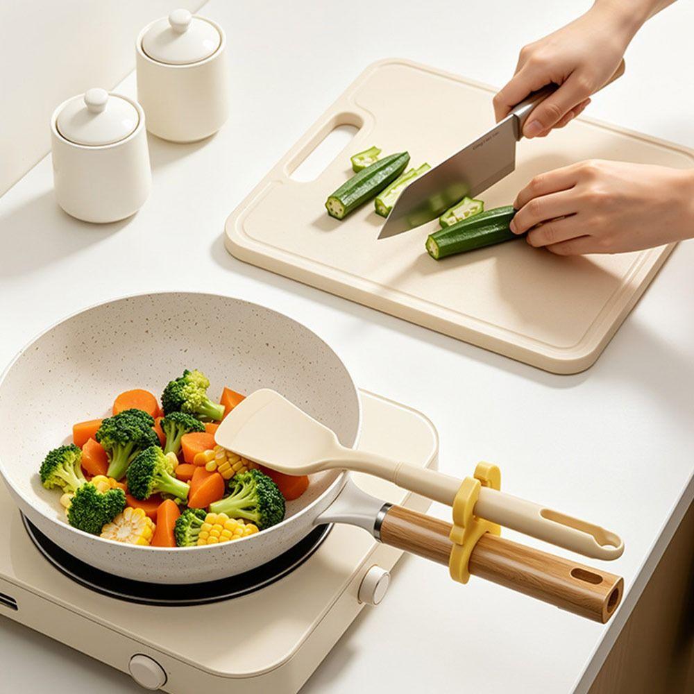 Universal Pot Handle Holder High Temperature Resistance Anti Scalding Spoon Rest Silicone Kitchen Utensil Rack
