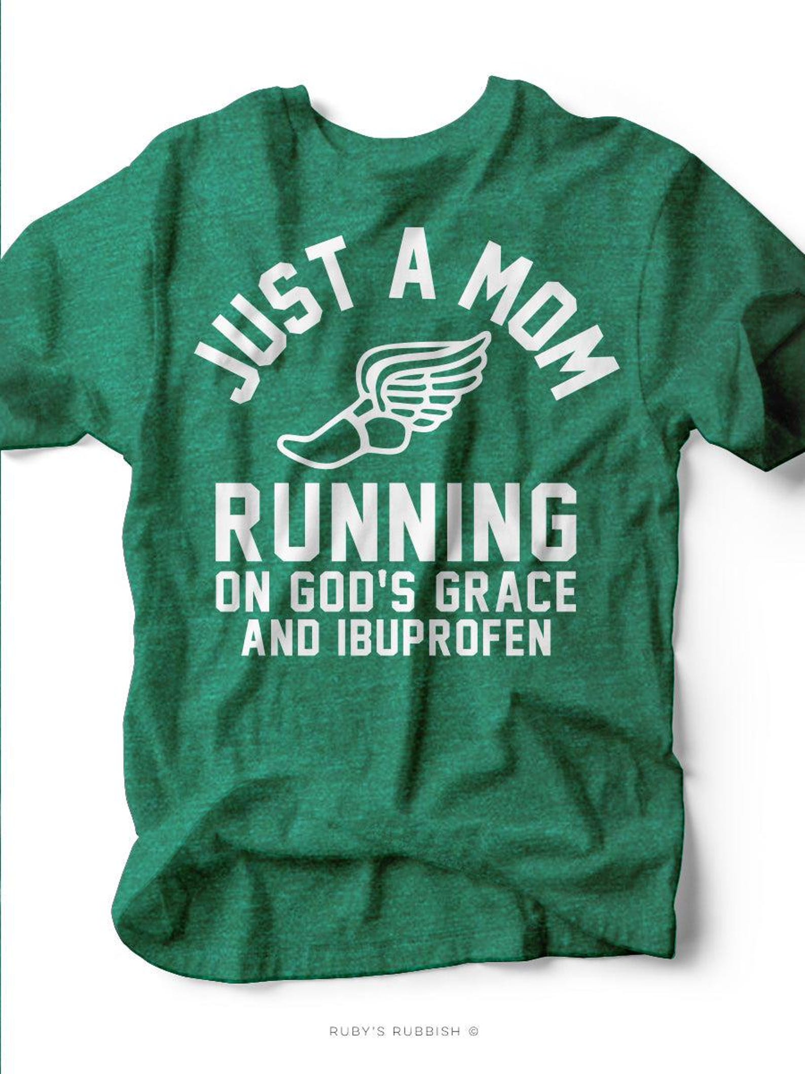 Running on God s Grace & Ibuprofen | Mom Tee | Ruby s Rubbish® 2XL
