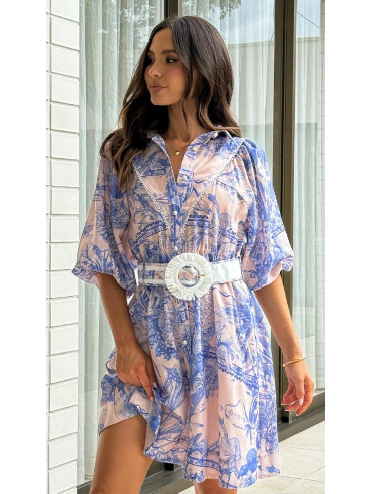 2025 Versatile European & American Fashion Linen Lace Dress Large