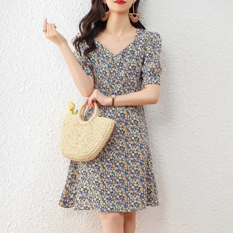Srcr Floral Print V-Neck Chiffon Midi Dress
