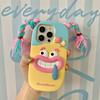 For iPhone 16 Pro Max Silicone Case Cute Colorful Braids Girl Design Shockproof Phone Back Cover