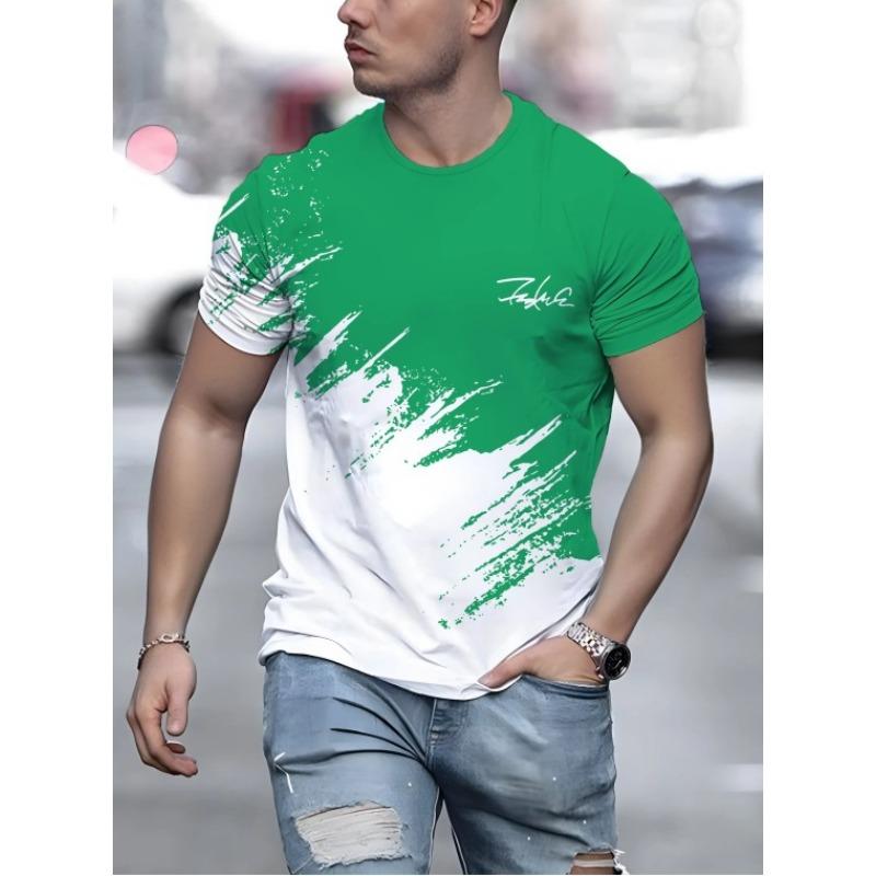 New Men's Casual Fashion Short Sleeve T-Shirt, Digital Printing Short Sleeve T-Shirt