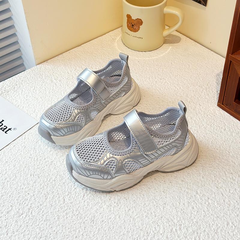 Toddler Girls Hook Loop Soft Sole Casual School Shoes Summer Daily Wear New Kids Breathable Mesh Mary Jane Sneakers