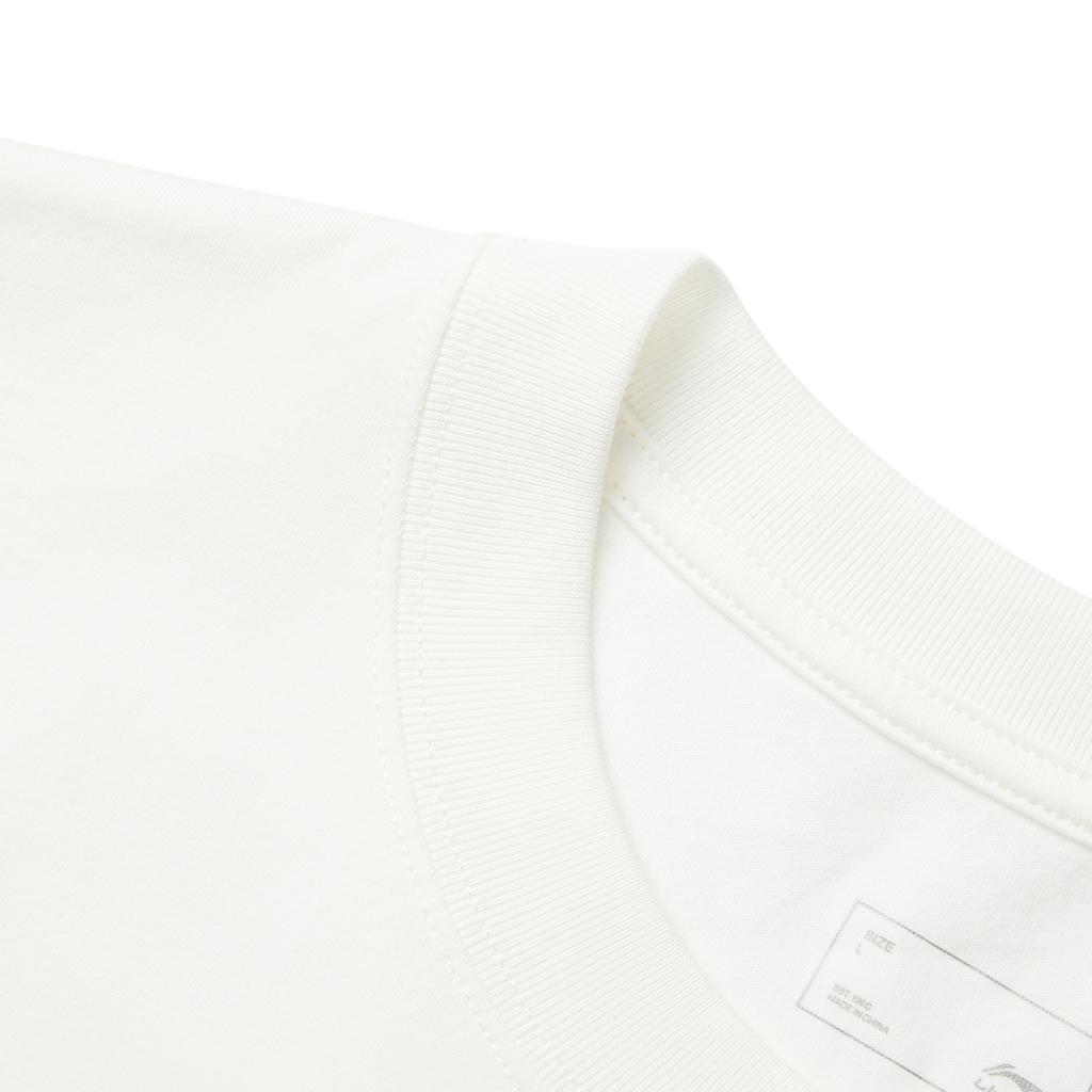 Li-Ning Casual Minimalist Solid Color Round Neck Pullover Short Sleeve T-Shirt Men Tops Off-White AHSV161-1
