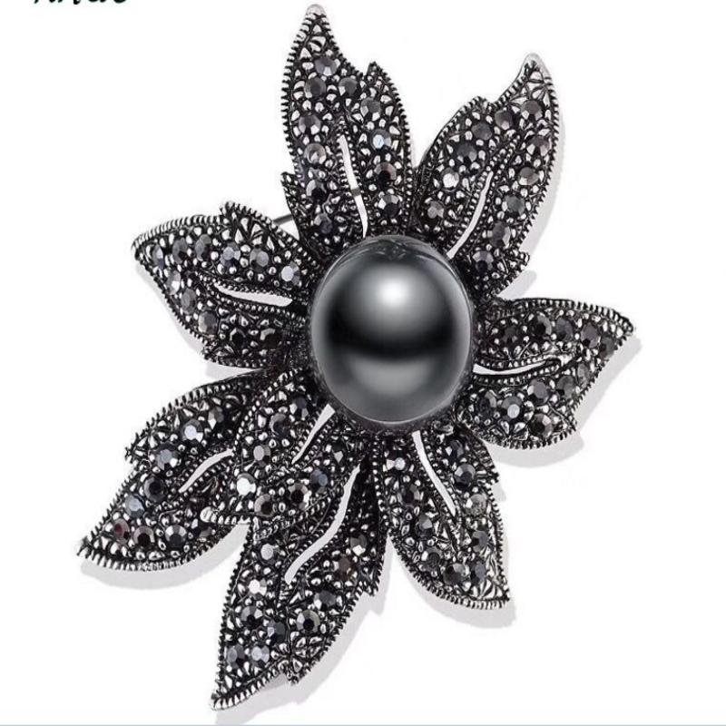 Černé Květinové Motýlky Brože Pro Ženy Vintage Elegantní Velký Špendlík Brož Zimní Kabát Svetr Brože Vysoká Kvalita