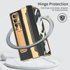 With Screen Protector  Leather Case for Samsung Galaxy Z Fold 6 5 4 3 5G One-Piece Plating Stand Shockproof Cover Gold
