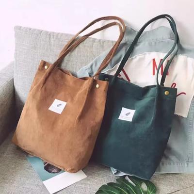 Damen Cord Einkaufsbeutel Mädchen Canvas Stoff Schultertasche Umweltfreundliche Aufbewahrung Handtasche Wiederverwendbar Faltbar Öko Lebensmittel Tragetaschen