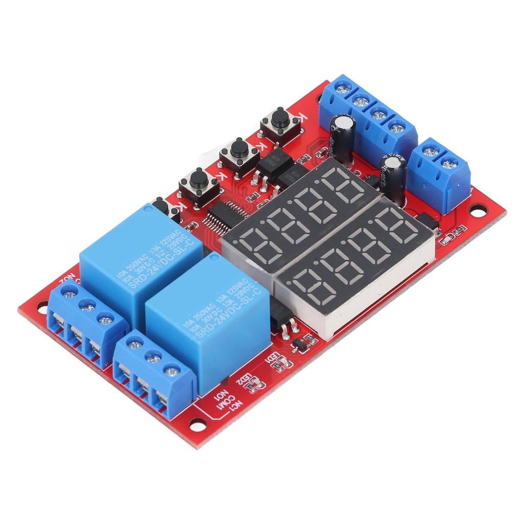 2 Channel Relay Module 24V LED Display Delay Self Locking Cycle Multifunction Timer Module for Home and Automatic Control