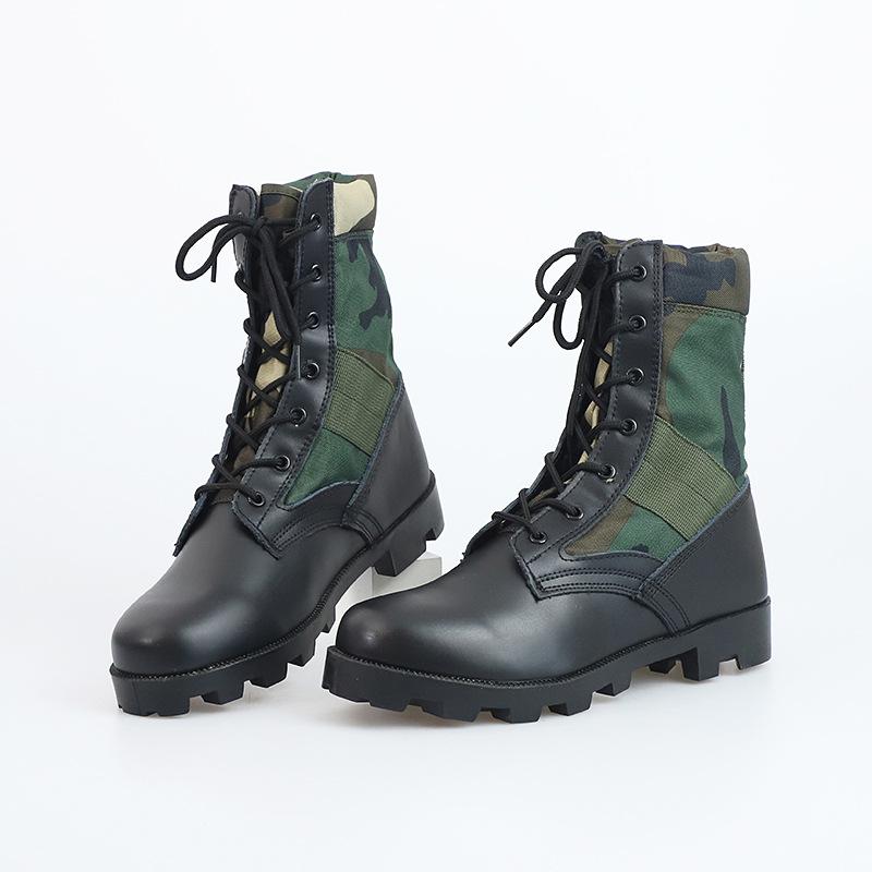 Men High-Top Boots Outdoor Non Slip Hiking Shoes Canvas Camouflage Training Boots Tactical Combat Boots for Men Desert AnkleBoot