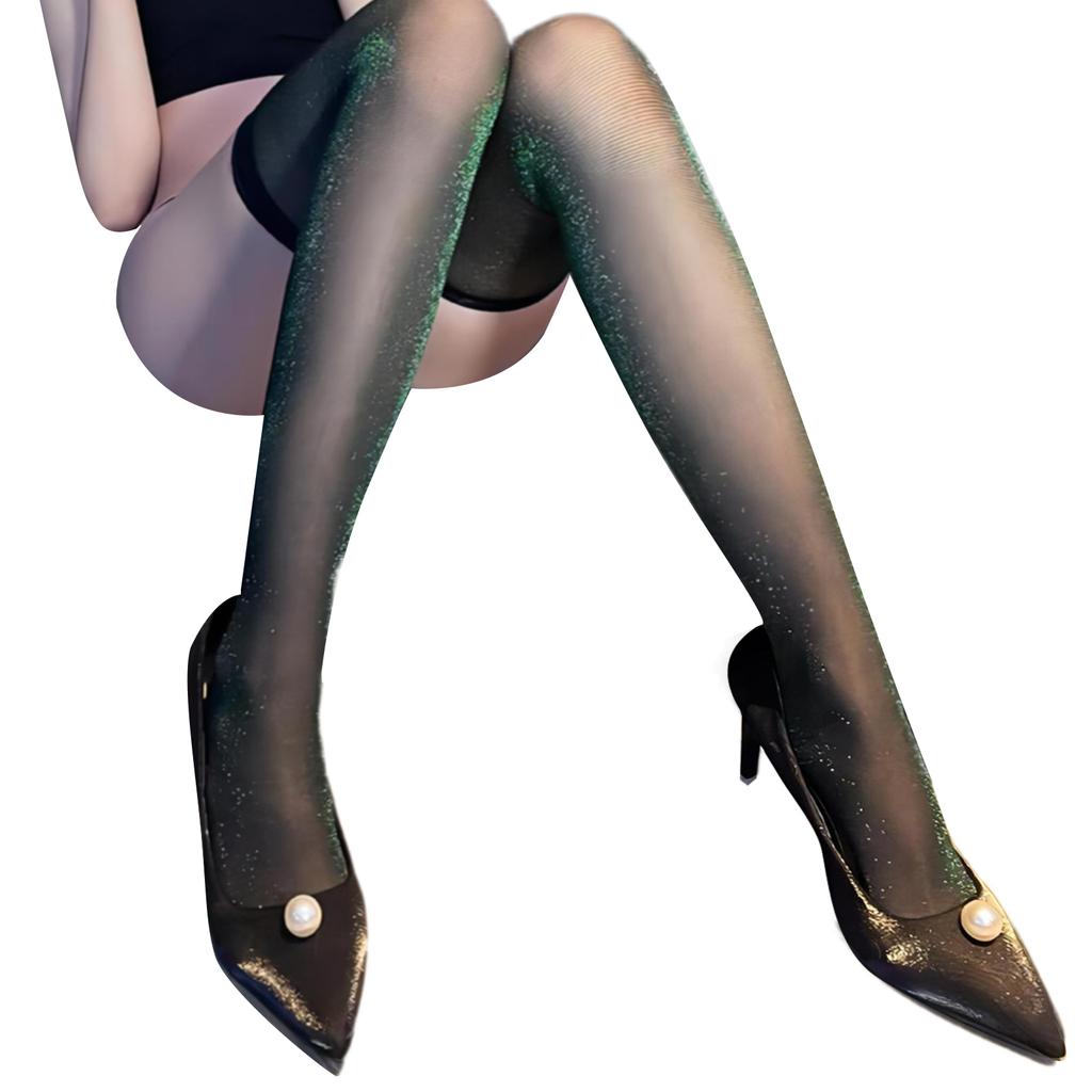 Sparkly Thigh High Stockings Shines Silk Stockings Metallic Shimmer Over the Knee Socks for Women Girls Clubwears