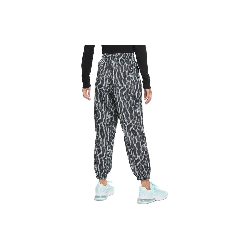 Nike Leopard Print Mid-Rise Drawstring Cuffed Casual Pants Women Bottoms Gray DC0025-070