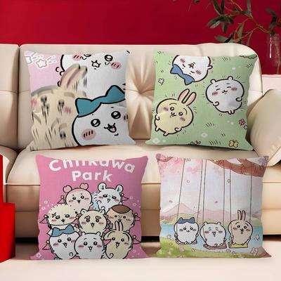 C-Chiikawas Oreiller Cartoon Oreiller Anime Housse d'Oreiller de Tête pour Canapé-Lit Housse de Coussin 45x45 Cm Mode
