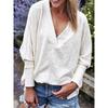 BITCED Camicette e camicie da donna con scollo a V, maniche lunghe, stampa tinta unita casual alla moda