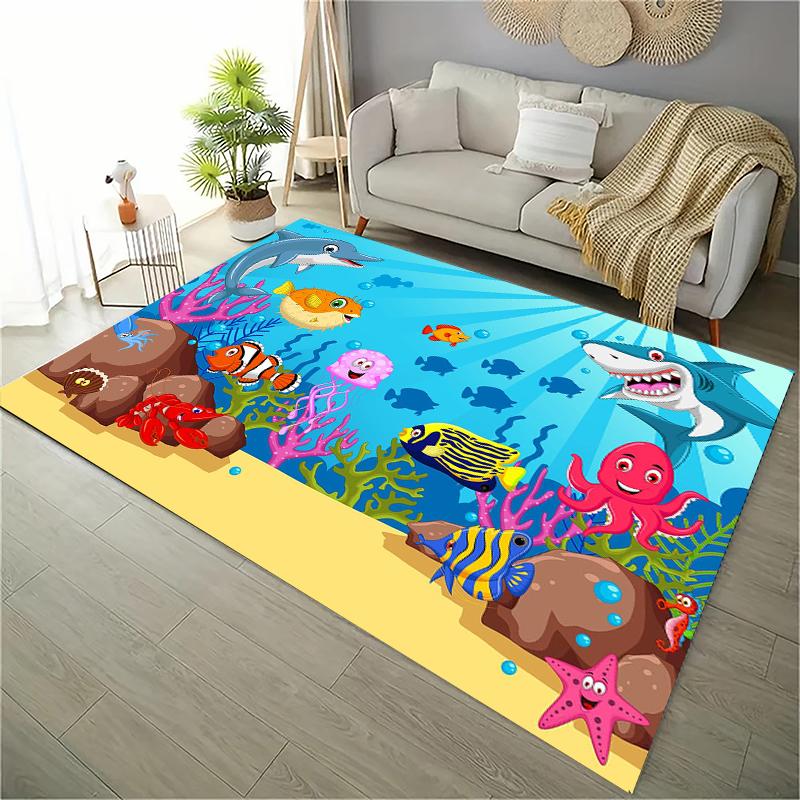 Ocean and Beach 3D Printing Large Area Carpets for Home Living Room  Kids Bedroom Sofa Doormat Kitchen Floor Rugs Anti-slipDecor