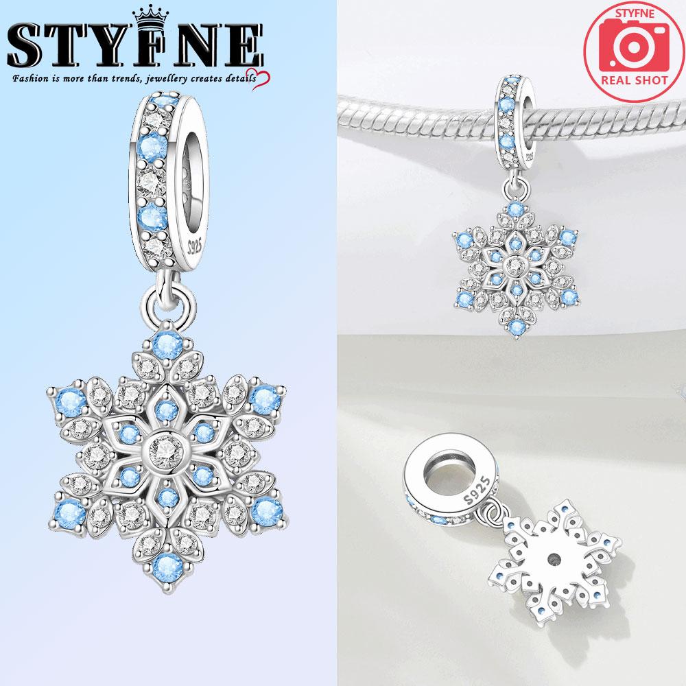 Kupfer Blaue Schneeflocke Mond Umarmender Bär Charms Perlen Passend für Original Armband Halskette Feiner Schmuck Damen DIY Geschenke