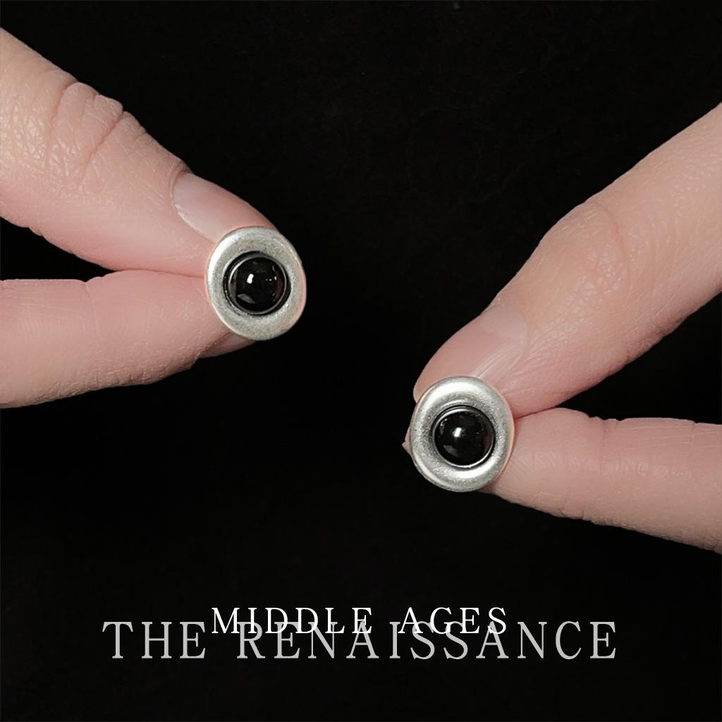 

Середньовічні геометричні неправильної форми сережки з чорного агату, ретро літературні сережки, сережки в холодному стилі