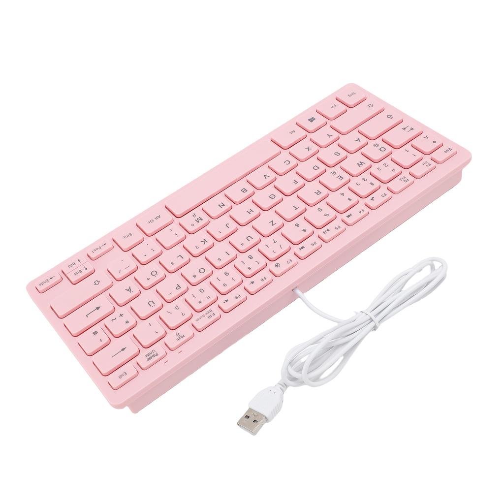 Small Wired Keyboard Roseate Quiet USB 78 Keys Computer Keyboard with Anti Slip Foot Pads for Gaming Working German
