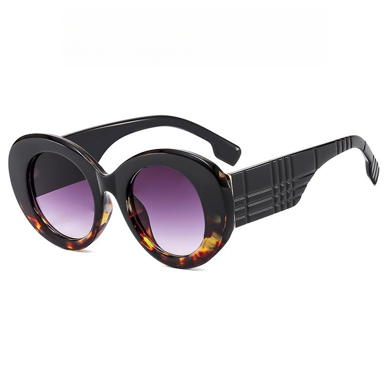 Big Frame Black Round Fashion Ladies Sunglasses Vintage Personality Design Street Party Stage Accessories