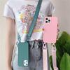 Crossbody Lanyard Matte Silicone Soft Case For iPhone 15 Pro Max 14 13 12 11 XR XS X 7 8 Plus Necklace Strap Shockproof Cover