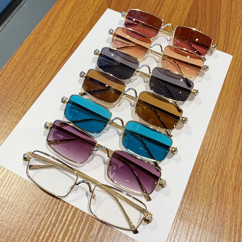 Leopard head small frame sunglasses square new retro sunglasses women Internet celebrity hip hop personality sunglasses