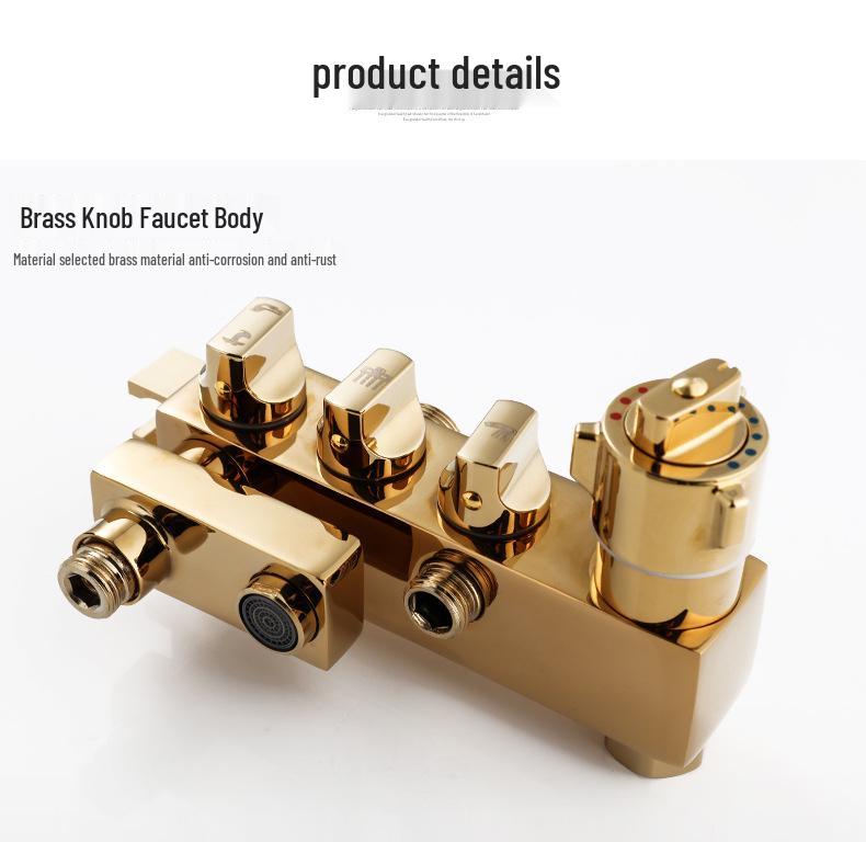 All-Copper Thermostatic Shower Faucet Set with Rain Shower Head