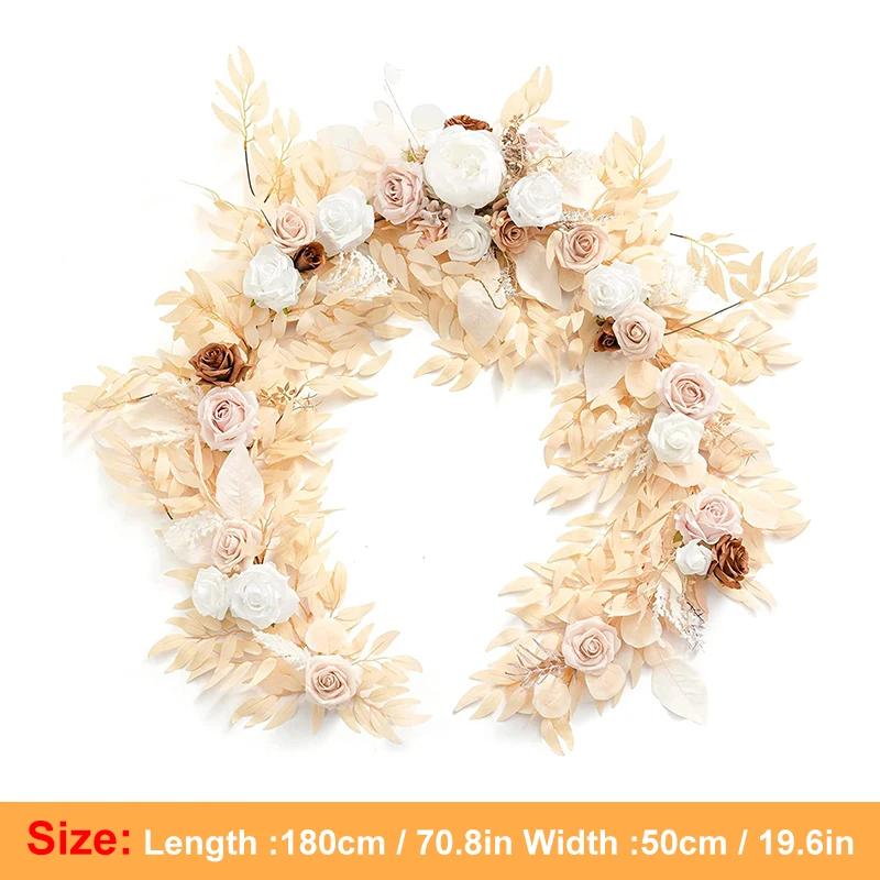 1.8/2.7M Artificial Flowers Wedding Eucalyptus Garland with Rose Wedding Table Centerpieces Boho Bridal Shower Decoration Wreath
