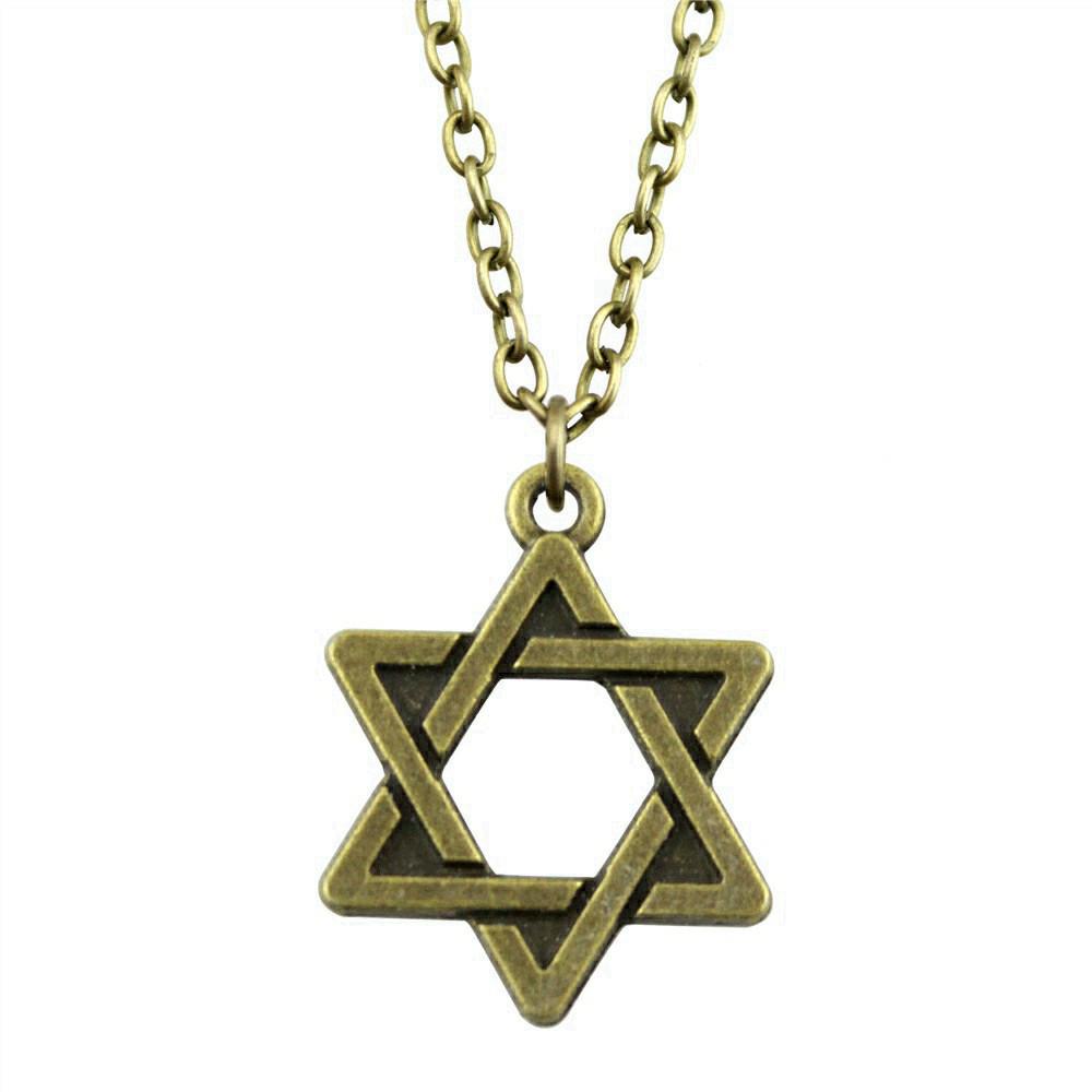 Collana Ciondolo Nodo Celtico Triquetra Stella di Davide Pendente Gioielli Vintage Boho Catena 43cm