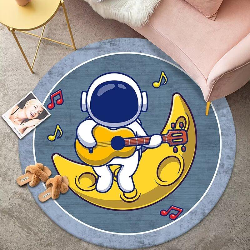 Modernes Kinderzimmer Runder Teppich Cartoon Astronauten Dekor Teppiche Junge Kinderzimmer Nachttischteppich Wohnzimmer Sofa Stuhl Bodenmatte