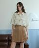 Eoboneoseu Logo Print Pleated Skirt [Beige]