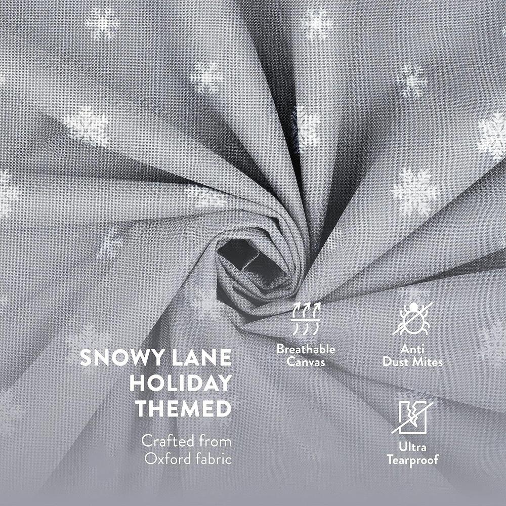 Oxford Waterproof and Dustproof Christmas Tree Storage Bag Xmas Decor Wreath for Storing Home Organization Bag Grey Snowflake