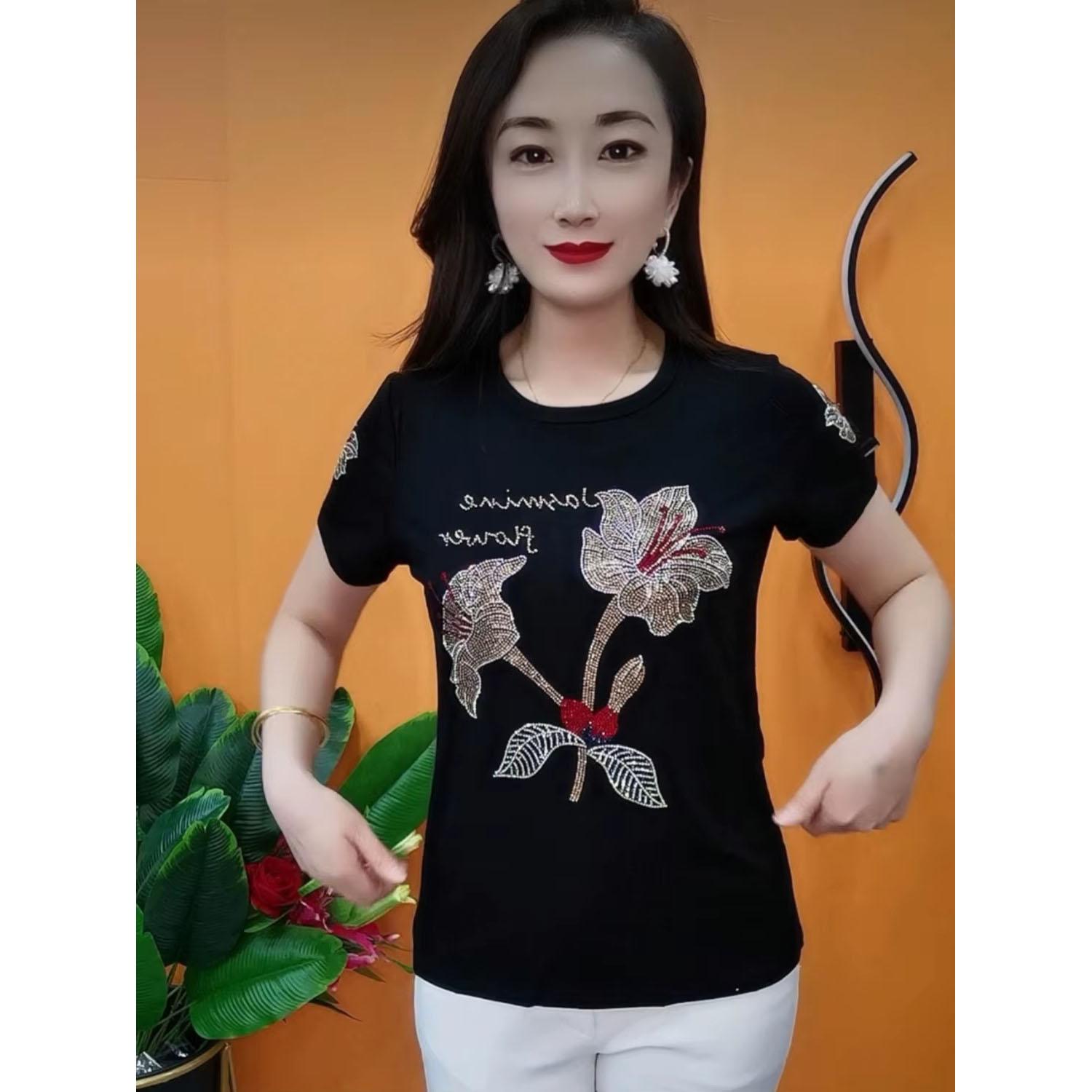 

Женская летняя одежда Футболка с коротким рукавом M чёрный