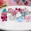 10/24/36Pcs Fancy Adjustable Rhinestone Rings Princess Party Favors Kids Girls Acrylic Ring Accessories Beauty Fashion Toys