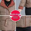 Middle-aged Women's Plus Size Winter Plaid Down Jacket - 2025 Style with Stand-up Collar