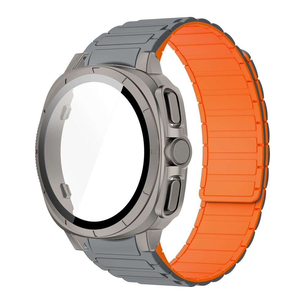 PC Case+Strap Upgrade To Ultra 47mm for Samsung Galaxy Watch 7 40mm 44mm No Gaps Silicone Magnetic Band PC Tempered Glass Screen