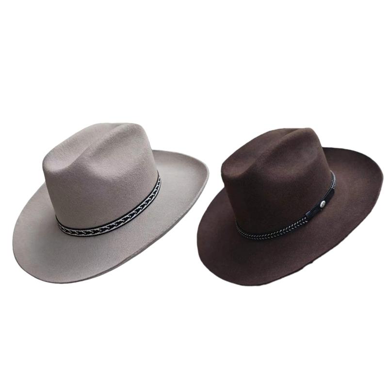 Klassische Fedora Cowboyhut für Reisen Hut mit breiter Krempe Western Cowboyhut für Jungen Mann Erwachsene Cowboyhut