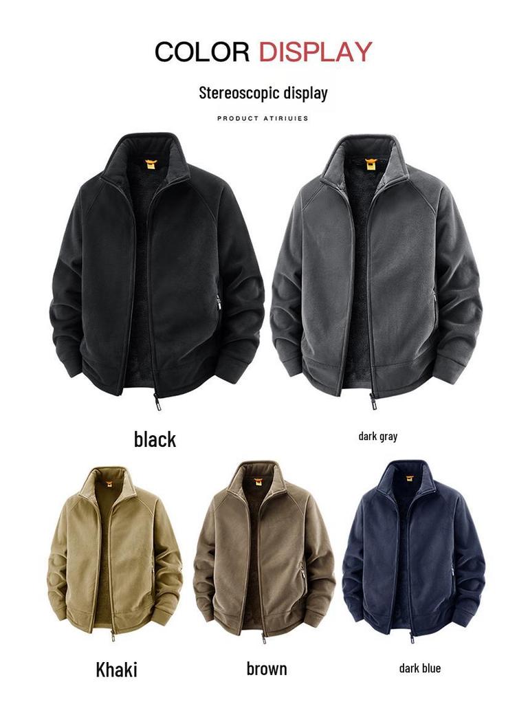 Hanorac cu Fleece Plus Catifea pentru Bărbați Toamnă/Iarnă 2025 - Cardigan Versatil, Casual, Croială Largă (2518B)
