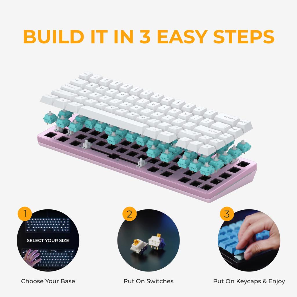 Glorious GMMK2 PC-Tastatur, Gaming, kompakt, Barebones, Hot-Swap-kompatibel, RGB, kabelgebunden, Typ C, USB, benutzerdefinierte DYI-Hot-Swap-Tastatur, Tenkeyless, mechanisch