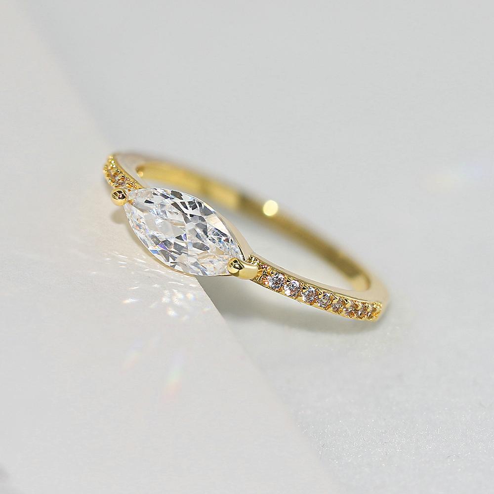 Wedding Rings For Women Simple Elegant Oval Zircon Light Gold Color Party Finger Ring Gift Fashion Jewelry R870