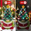 10 Inch Lighted Christmas Gnome Tree Resin Reindeer/Santa Dog Gnome Tree with LED Light