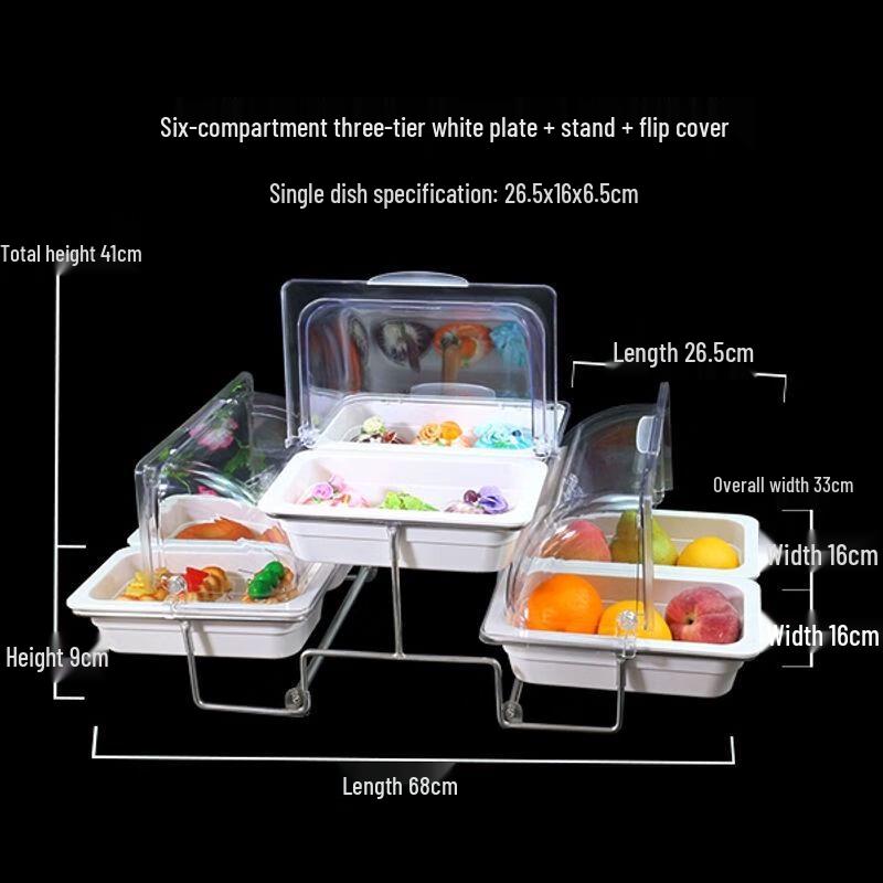 Three-Tier Melamine Buffet Food Display Stand with Lid