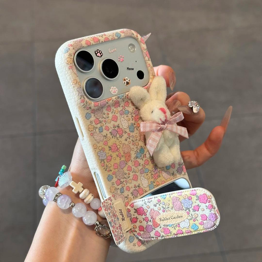 

Floral Rabbit Phone Case for iPhone 17 Pro Max, 16/15 Stand, 14/13 Best Friend, 12/11 Series 14