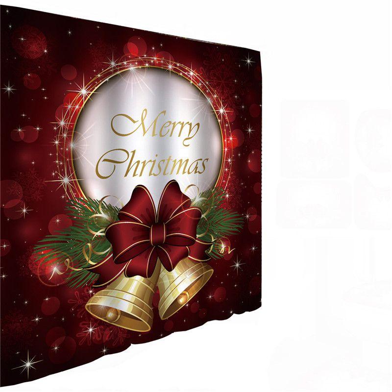Festive Christmas Shower Curtain And Bathroom Mat Set With Waterproof Material