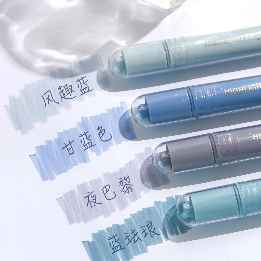 4pcs Highlighter Pen Set Spot Liner Pens Soft Colour Eye Protection Crystal Acrylic Stick Barrel Chisel Tip Stationery