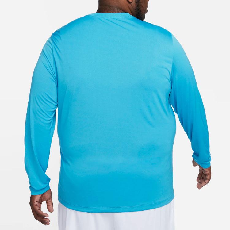 Nike Dri-FIT Legend Solid Logo Round Neck Loose Fit Long Sleeve T-Shirt Men Tops Laser-Blue DX0993-446