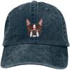 Denim-Kappe, Boston Terrier-Hund, Baseball-Dad-Cap, klassisch gewaschen, 100 % Baumwolle, verstellbar, lässig, Sport, für Unisex, Damen, Mütze