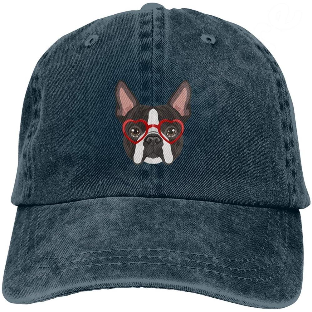 Denim-Kappe, Boston Terrier-Hund, Baseball-Dad-Cap, klassisch gewaschen, 100 % Baumwolle, verstellbar, lässig, Sport, für Unisex, Damen, Mütze