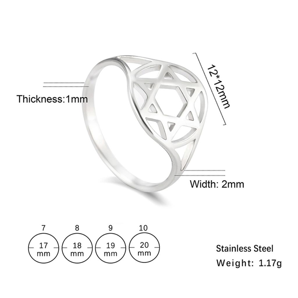  Minimalism Pentagram Rings for Women Stainless Steel Judaism Star of David Ring Amulet Jewelry Anniversary Gift